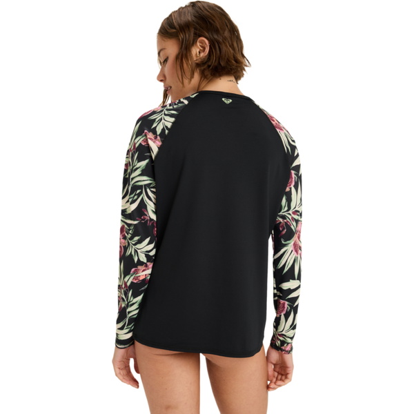 2025 Roxy Womens Basic Mix Long Sleeve Rash Vest ERJWR03872 - Anthracite Wind Swept Floral